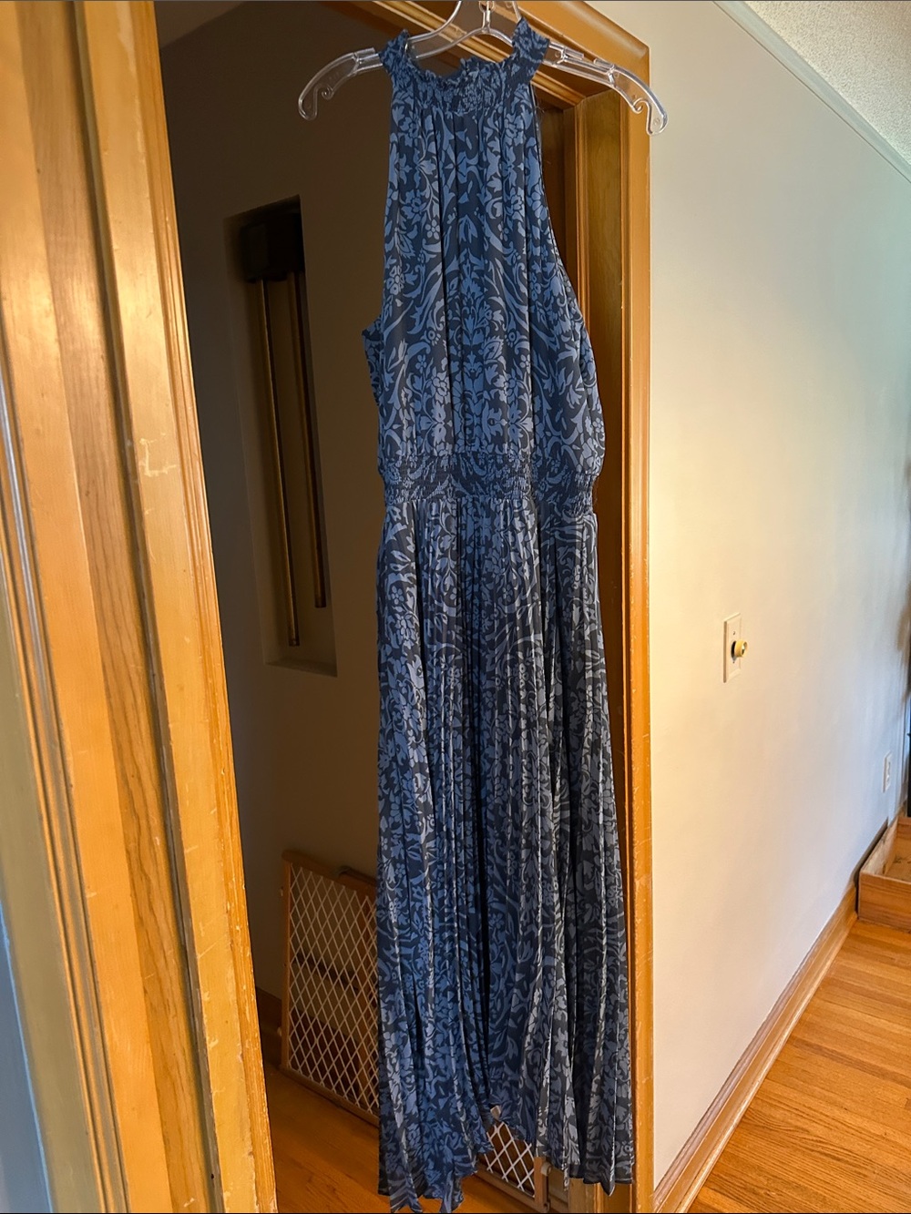 White House Black Market Blue Floral Halter Maxi Dress